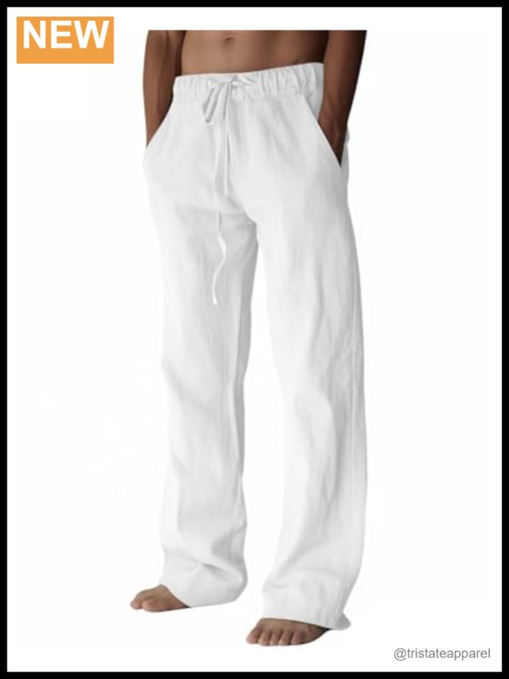 Cotton Linen Blend Elastic Waist Drawstring Loose Fit Casual Pants